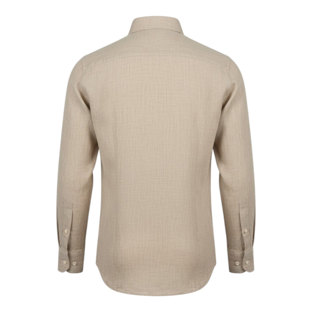 Pitkähihainen paita Custom Fit 100 % pellavaa Nocciola Washed