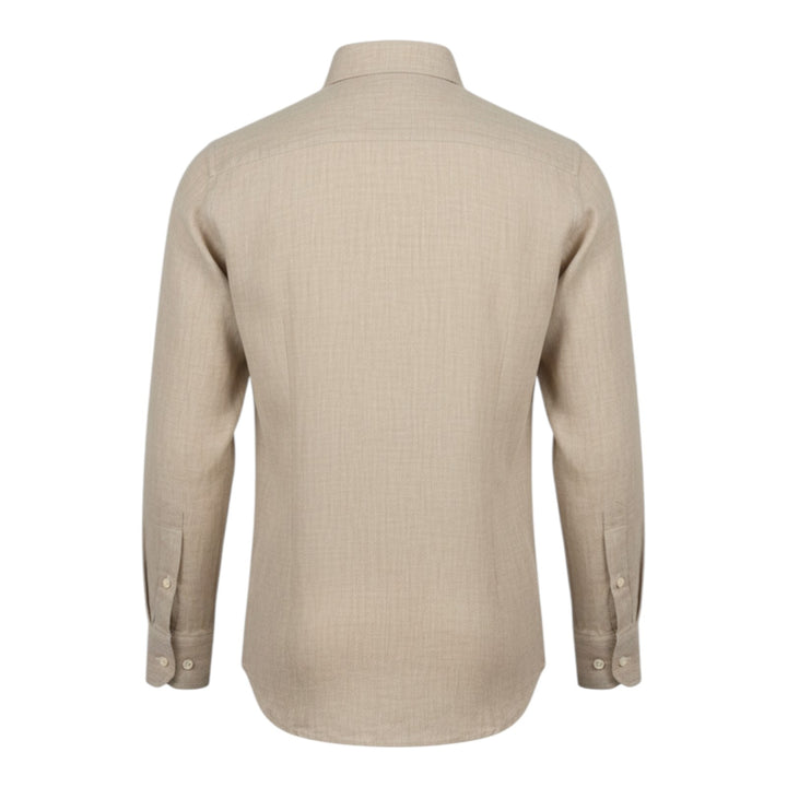 Pitkähihainen paita Custom Fit 100 % pellavaa Nocciola Washed