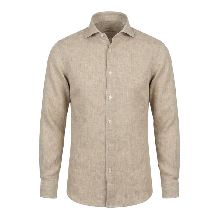 Pitkähihainen paita Custom Fit 100 % pellavaa Nocciola Washed