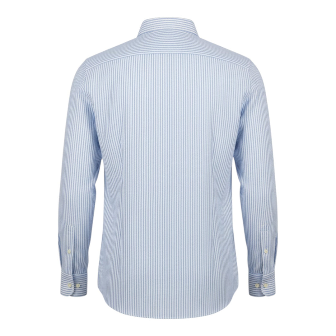 Pitkähihainen paita Custom Fit 100 % pellavaa Raidallinen Taivaansininen-Valkoinen Washed