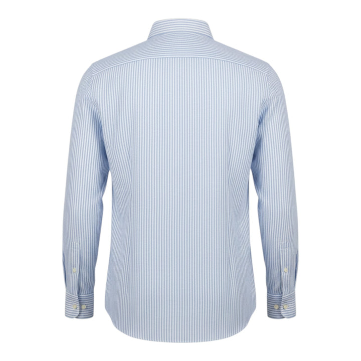 Pitkähihainen paita Custom Fit 100 % pellavaa Raidallinen Taivaansininen-Valkoinen Washed
