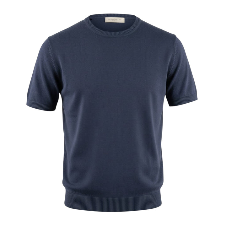 Lyhythihainen kampapuuvillainen crewneck, sininen