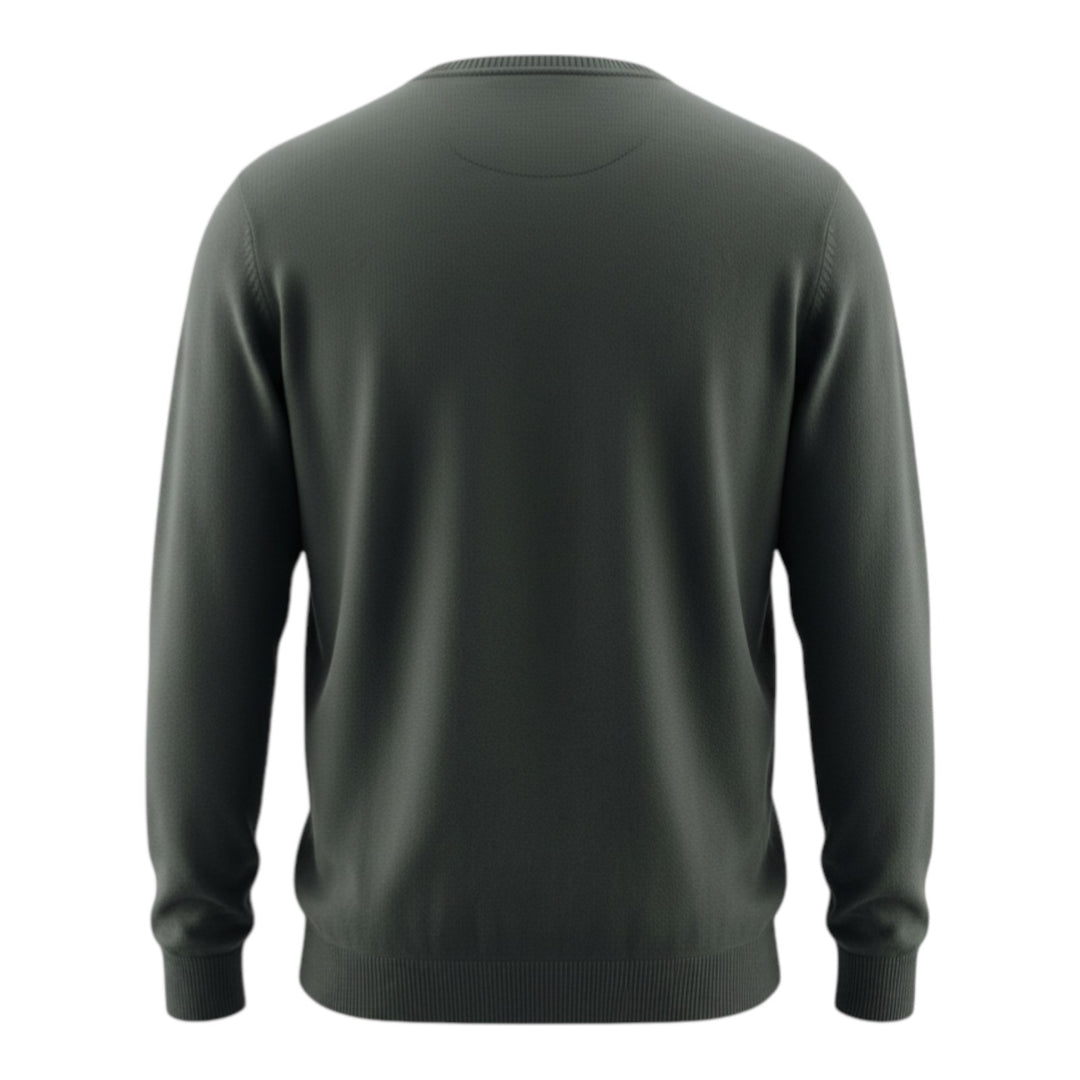 Pitkähihainen crewneck-neule kampapuuvillaa, antrasiitti