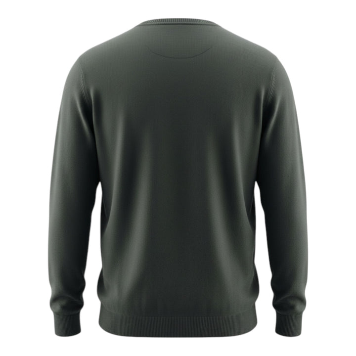 Pitkähihainen crewneck-neule kampapuuvillaa, antrasiitti