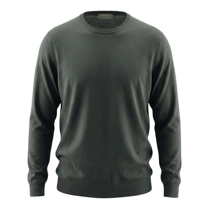 Pitkähihainen crewneck-neule kampapuuvillaa, antrasiitti