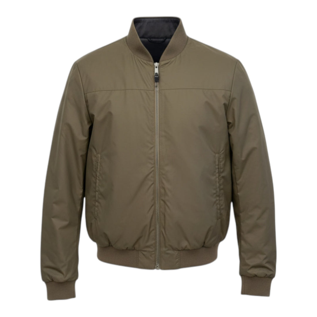 Käännettävä takki aidosta nahasta ja nylonista, Blue Navy-Militare
