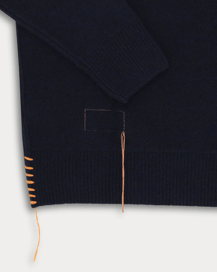 HARVARD pyöreäpääntie-villapaita raglan-hihoilla Navy