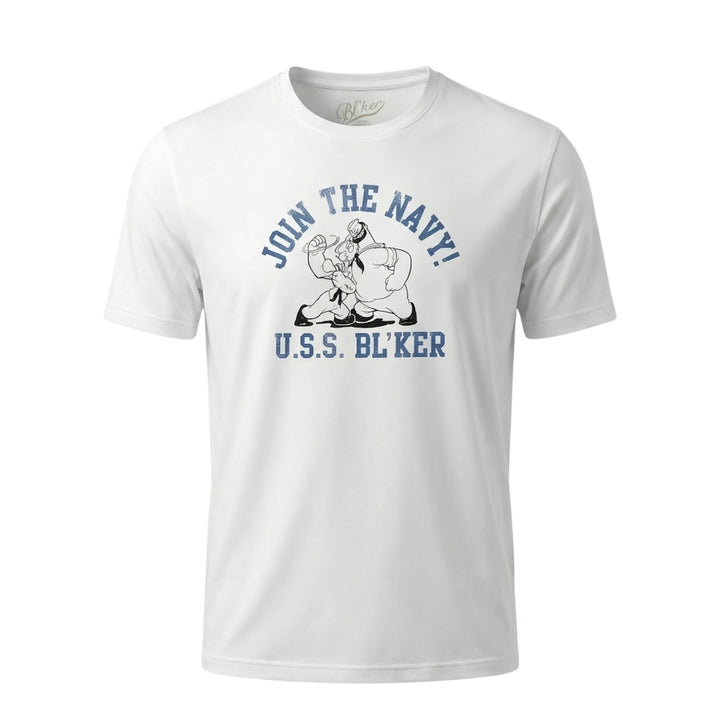 Lyhythihainen T-shirt graafisella Join The Navy -painatuksella, Valkoinen