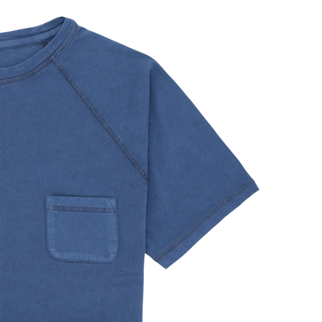 Vermont T-shirt indigonsinisestä jerseystä rintataskulla