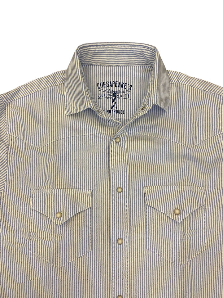 WESTERN OXFORD SHIRT FLAGSTAFF RAIDALLINEN TAIVAANSININEN-VALKOINEN