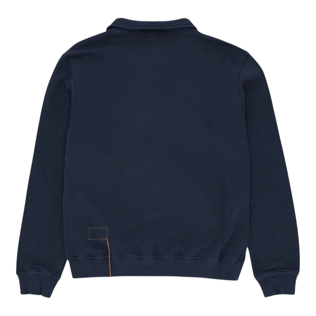 Yale Collegepaita harjatusta jerseystä kauluksella ja vetoketjulla, Navy