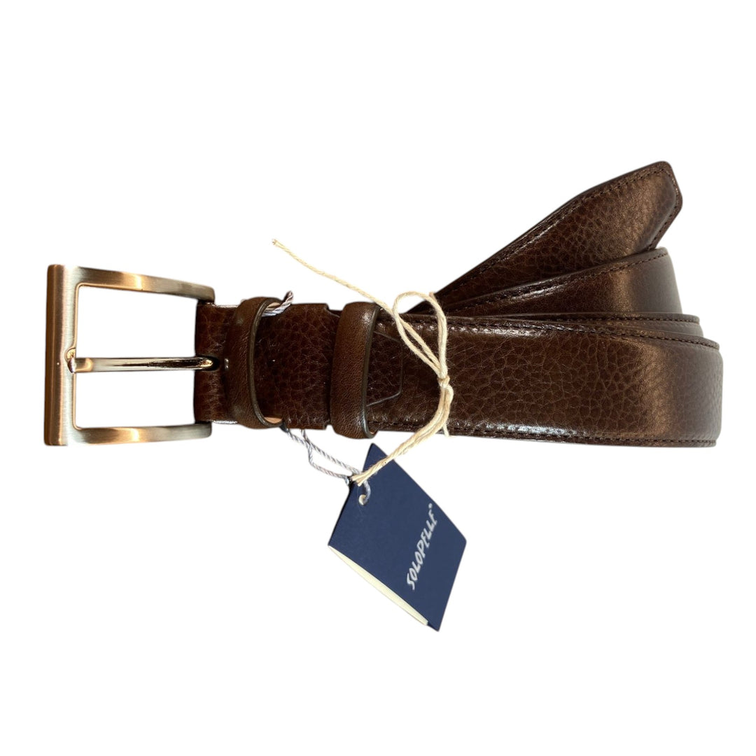 CINTURA VERA PELLE BOTTOLATA MARRONE