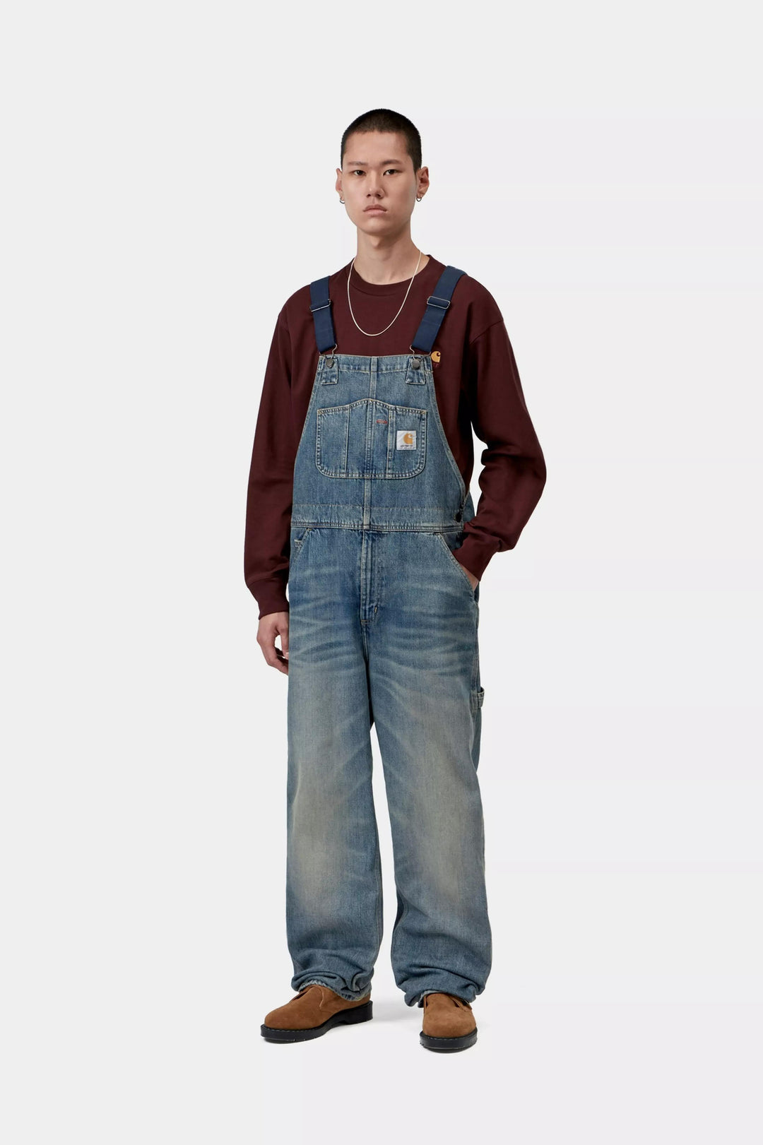 Carhartt Wip BIB OVERALL DENIM 12 OZ BLUE WORN USED WASH Blu - foto 3
