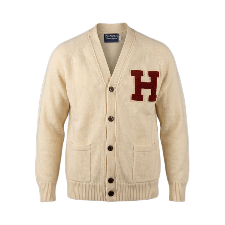 Chesapeake's IVY VARSITY WOOL CARDIGAN HARVARD CREAM Bianco - foto 1