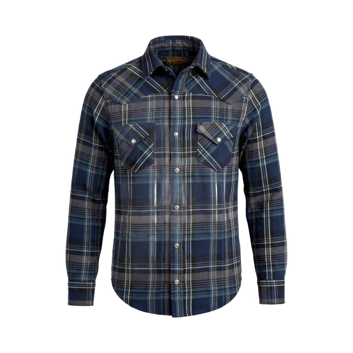 Flagstaff camicia western in flanella a quadri indaco Chesapeake's, vista frontale
