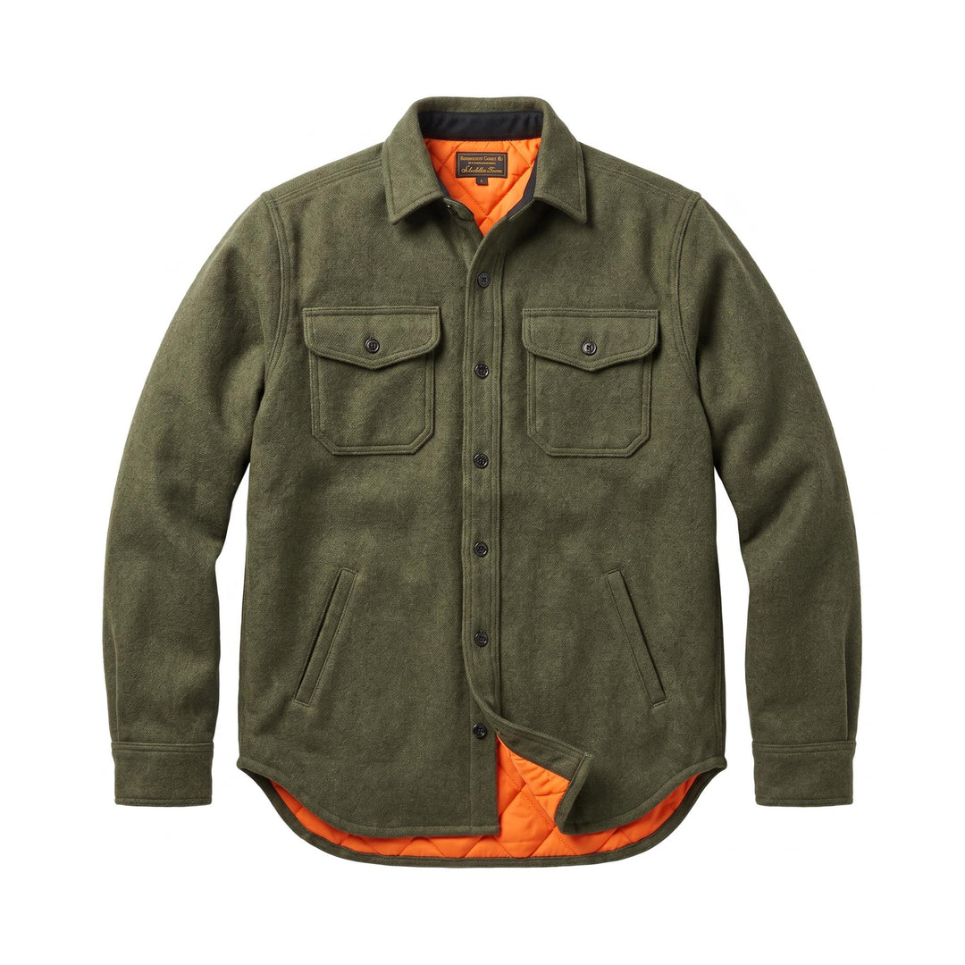 Chesapeake's WOOL PADDED SHIRT CPO ARMY GREEN Verde - foto 2