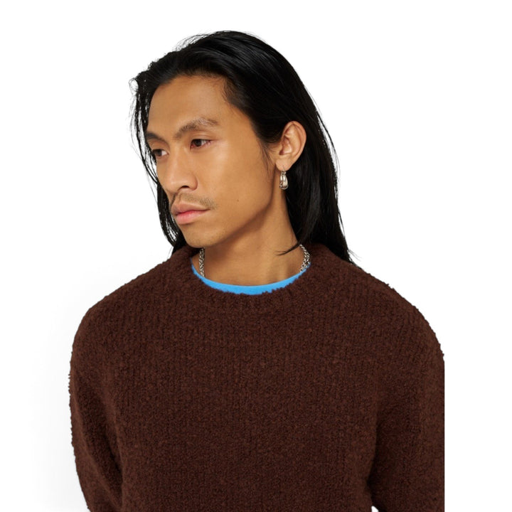 Edwin DUN TEXTURED SWEATER RUM RAISIN Marrone - foto 4