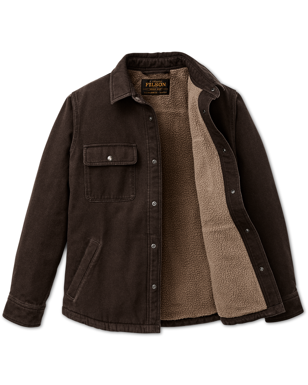 Filson Fleece-Lined Jac-Shirt Dark Brown Marrone - foto 2