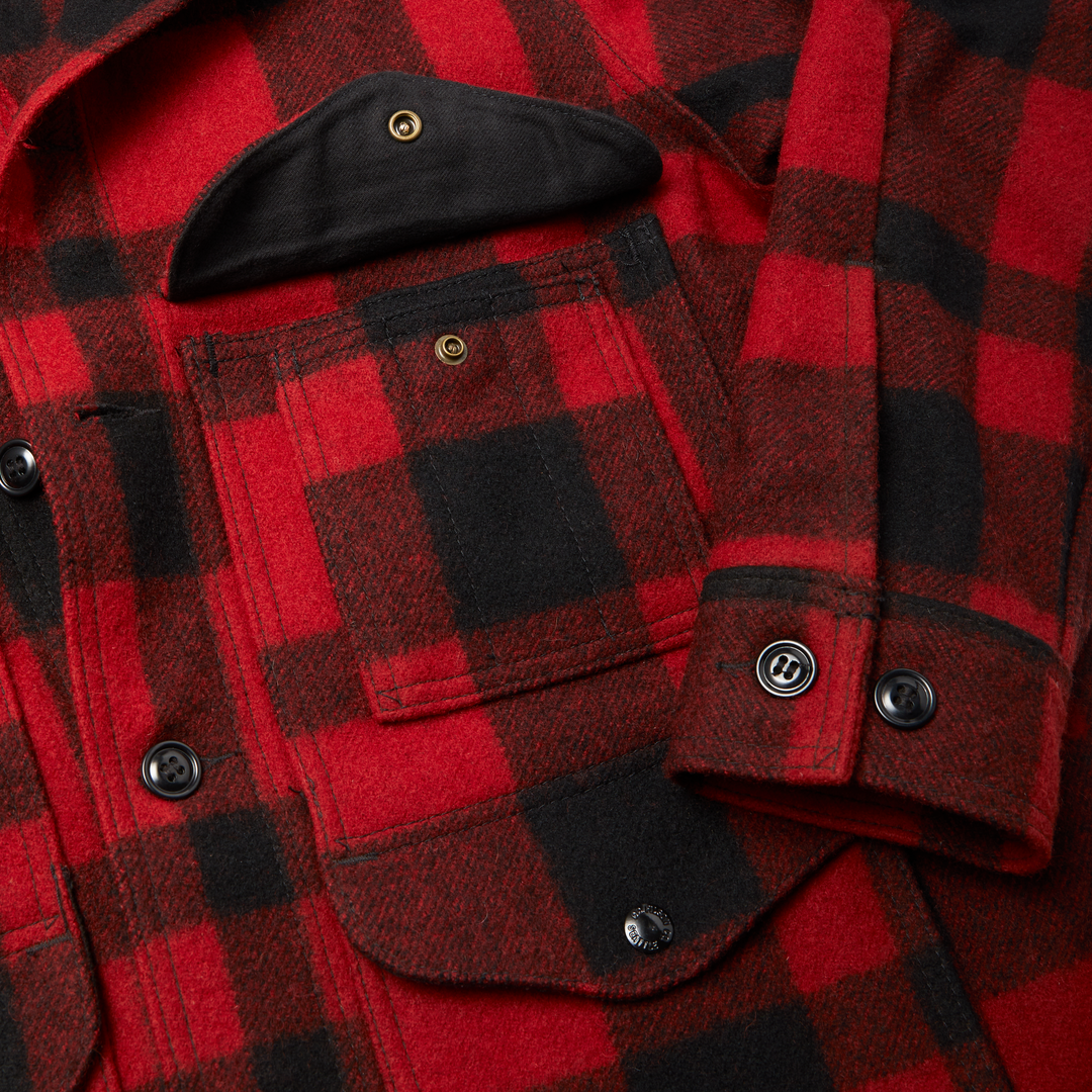 Filson Mackinaw Wool Cruiser Jacket Red/Black Plaid Rosso - foto 5