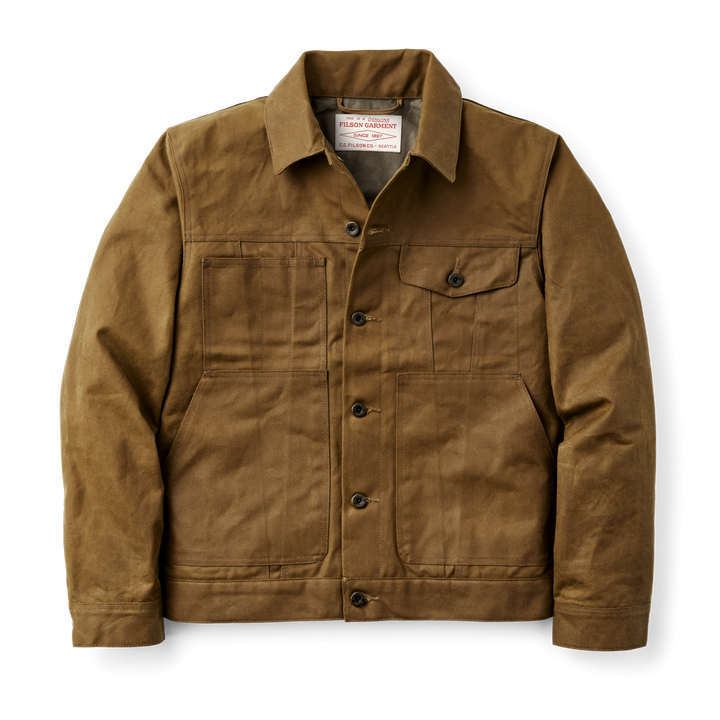 Filson Tin Cloth Short Lined Cruiser Jacket Dark Tan Marrone - foto 2