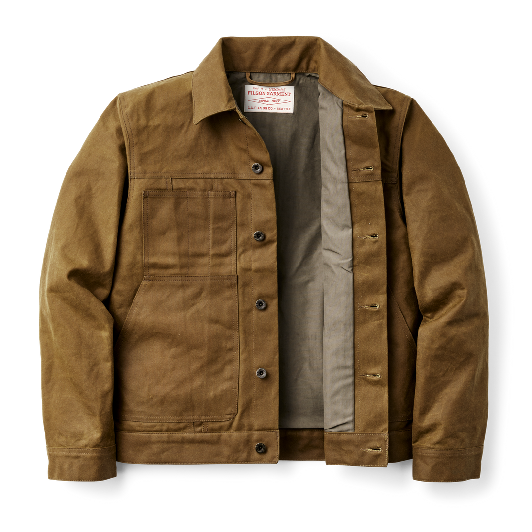 Filson Tin Cloth Short Lined Cruiser Jacket Dark Tan Marrone - foto 4