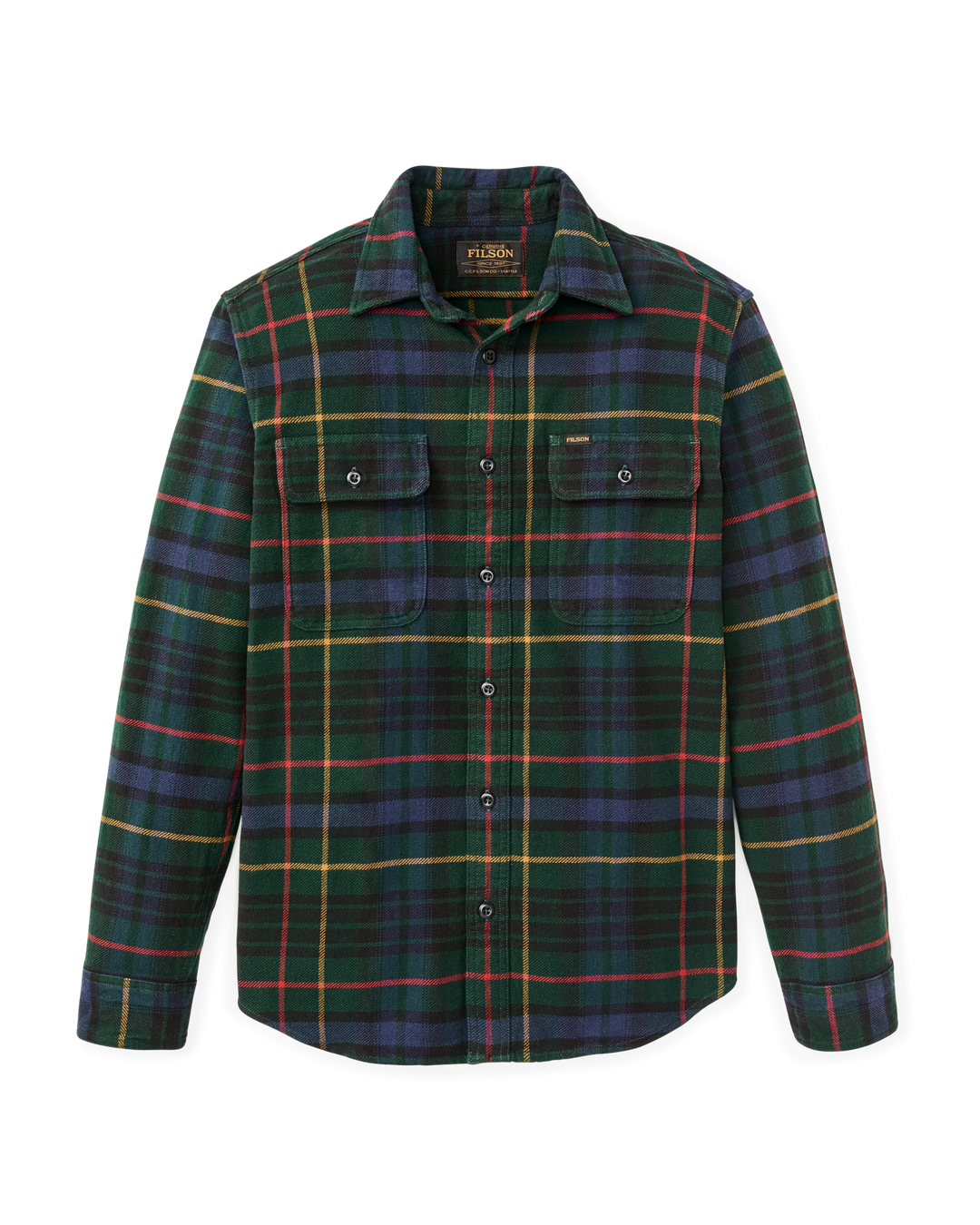Filson Vintage Flannel Work Shirt Green/Navy Plaid Verde - foto 4