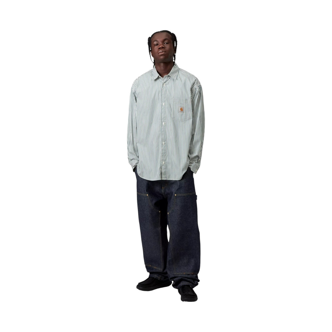 L/S Daldry Shirt Daldry Stripe -paita, Office Blue/White