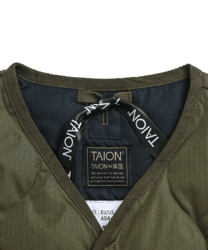 UNISEX MILITARY ZIP V NECK DOWN VEST (Hard Shell) MILITARY