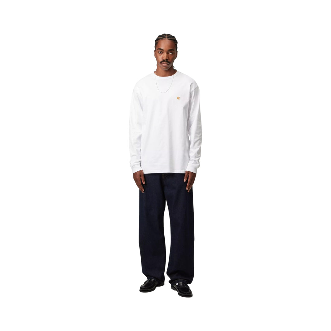 L/S Chase T-Shirt White / Gold