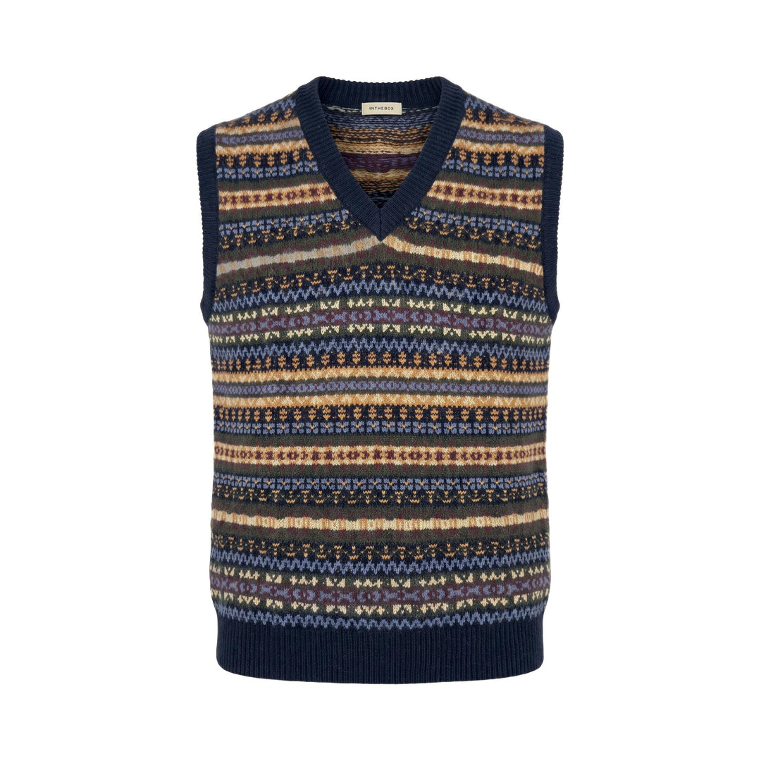 Gilet Jacquard Blu Multicolor In The Box, vista frontale