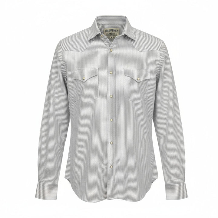 WESTERN OXFORD SHIRT FLAGSTAFF RAIDALLINEN TAIVAANSININEN-VALKOINEN