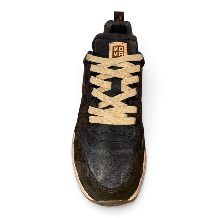 Sneakers Creft in vera pelle nero e verde Moma