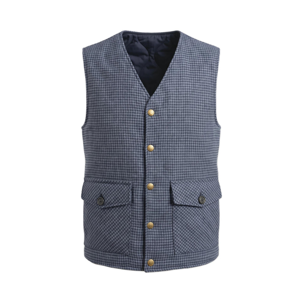 Overiwer GILET REVERSIBILE RIFFS NAVY/PIED DE POULE Blu - foto 2