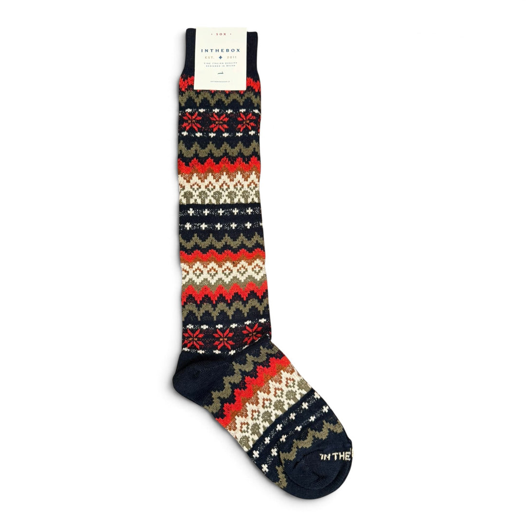 Calze Fair Isle Blu/Rosso