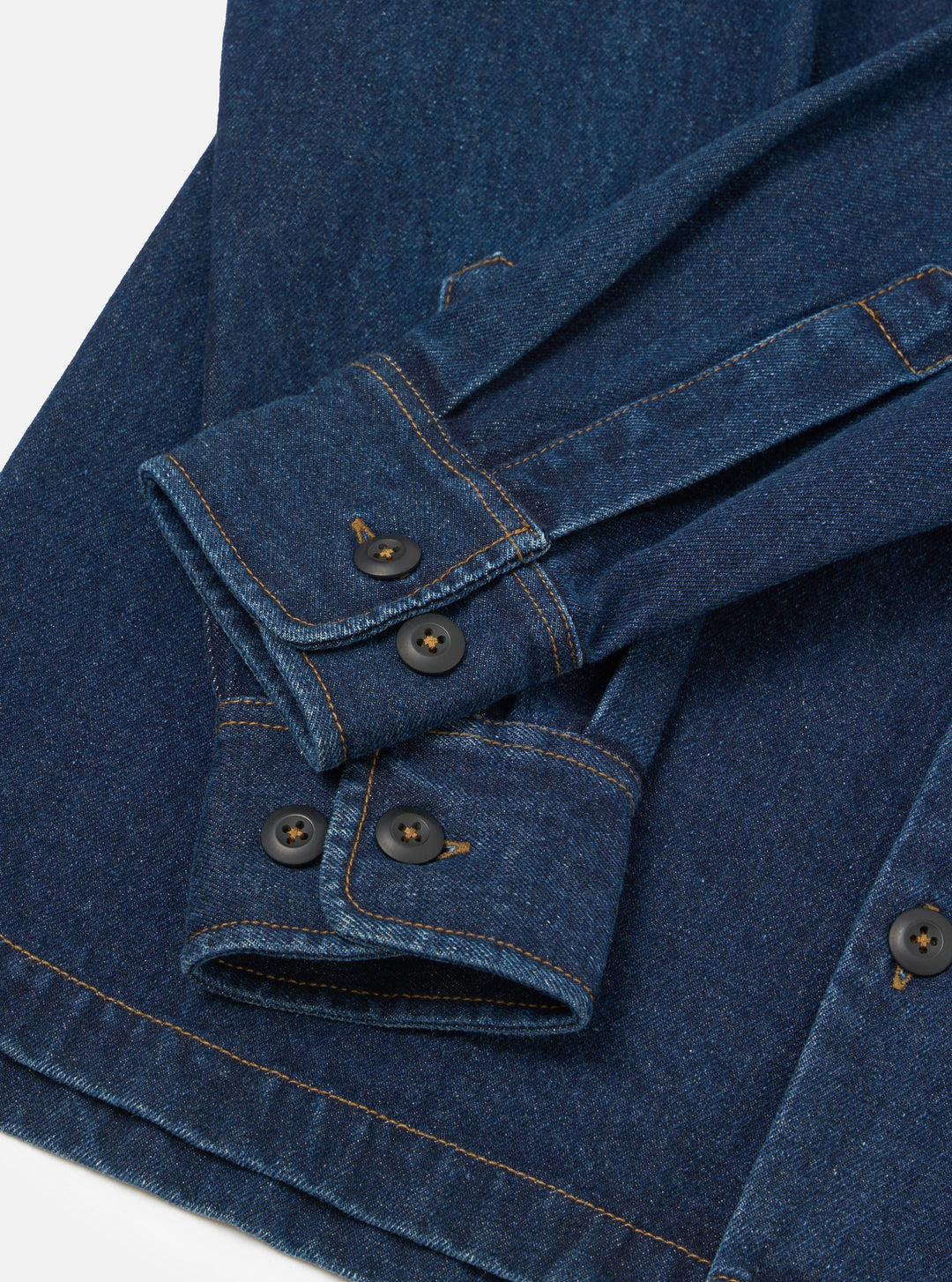 Universal Works Fatigue Shirt Work Denim Indigo Blu - foto 6