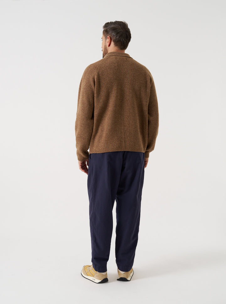 Universal Works Zip Cardigan Eco Wool Tawny Marrone - foto 3