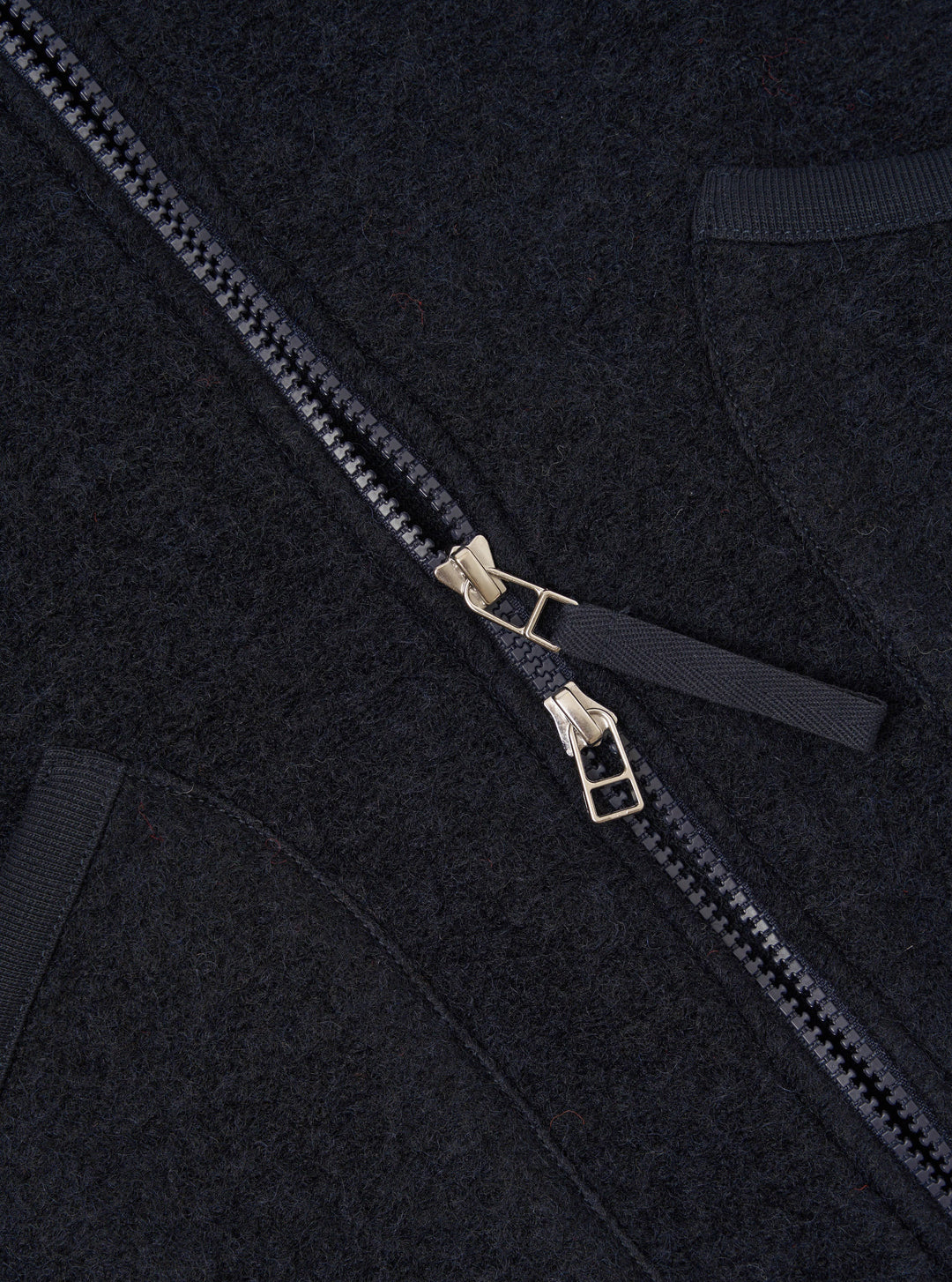 Universal Works Zip Waistcoat Wool Fleece Navy Blu - foto 6