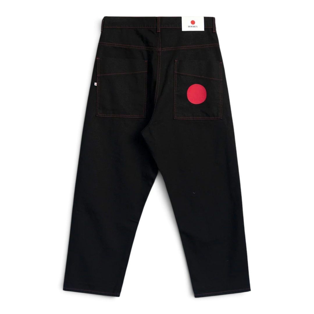 Jeans Japan Square Pocket Red Circle Black -farkut